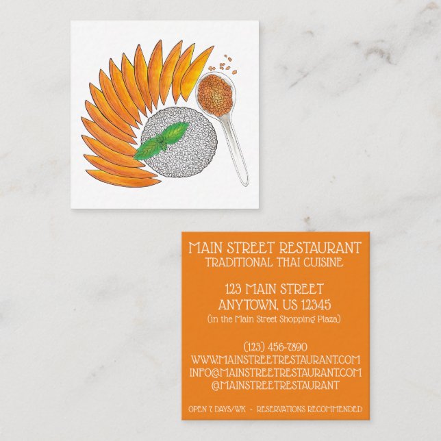 Mango Sticky Rice Dessert Thai Restaurant Food Square Business Card (Front/Back)