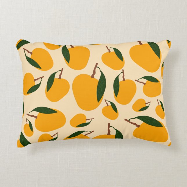 Mango Summer Fruit Pattern Accent Pillow (Front)