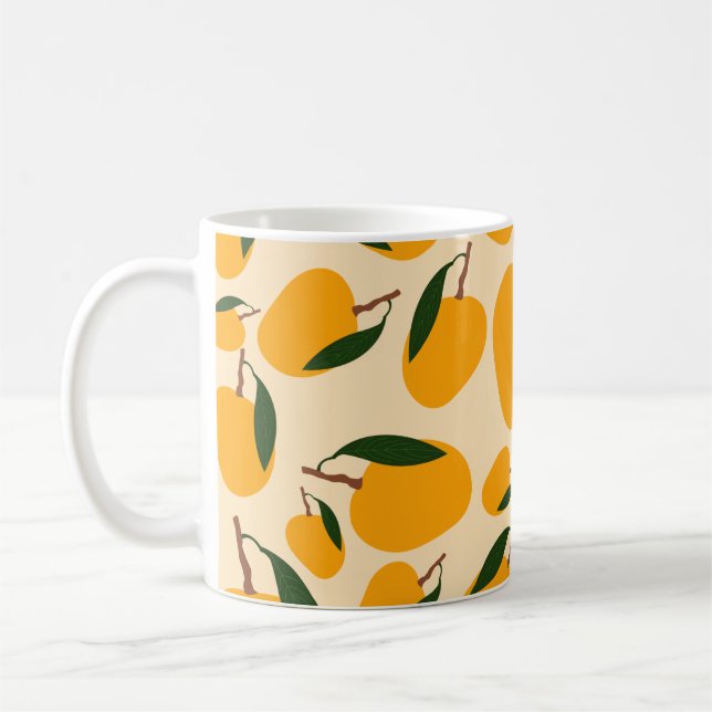 Mango Summer Fruit Pattern Coffee Mug (Left)