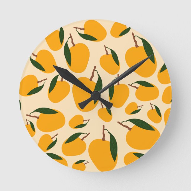 Mango Summer Fruit Pattern Kitchen Decor Round Clock (Front)