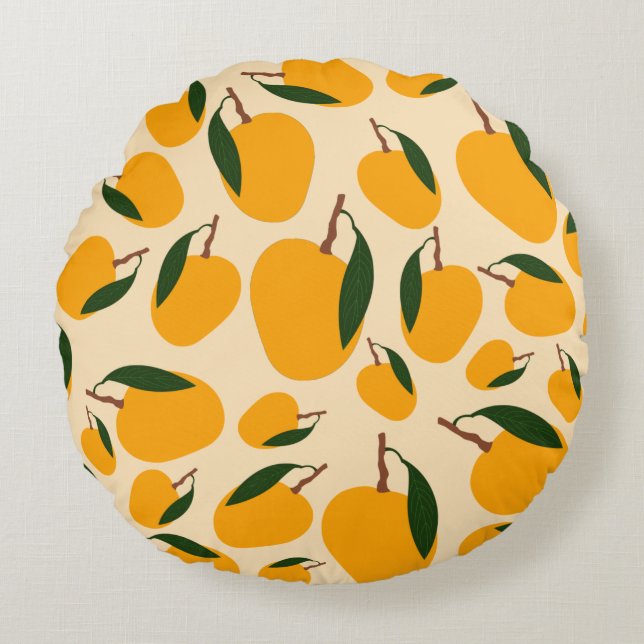 Mango Summer Fruit Pattern  Round Pillow (Front)