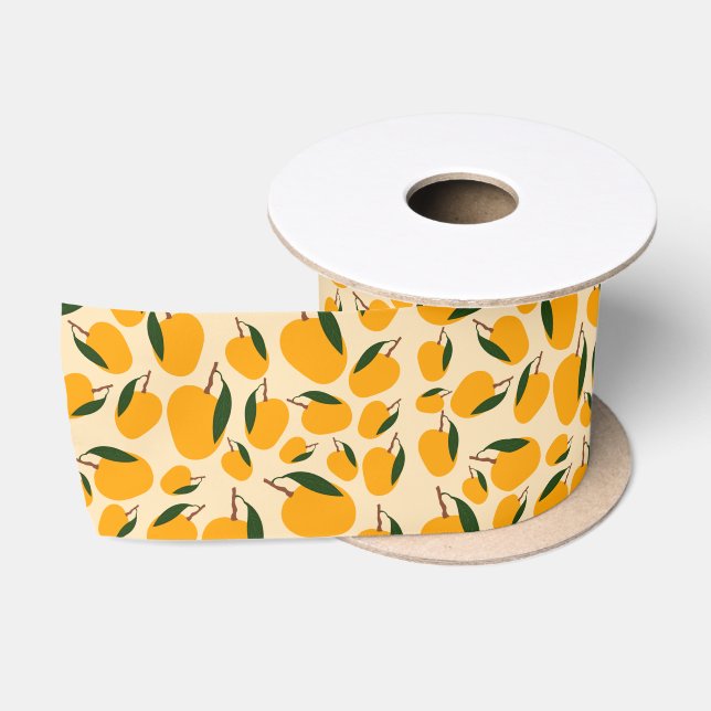Mango Summer Fruit Pattern Satin Ribbon (Spool)