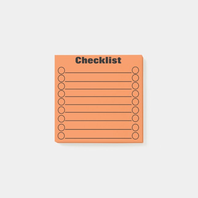 Mango Tango Checklist Post-it® Notes 3" x 3" (Front)