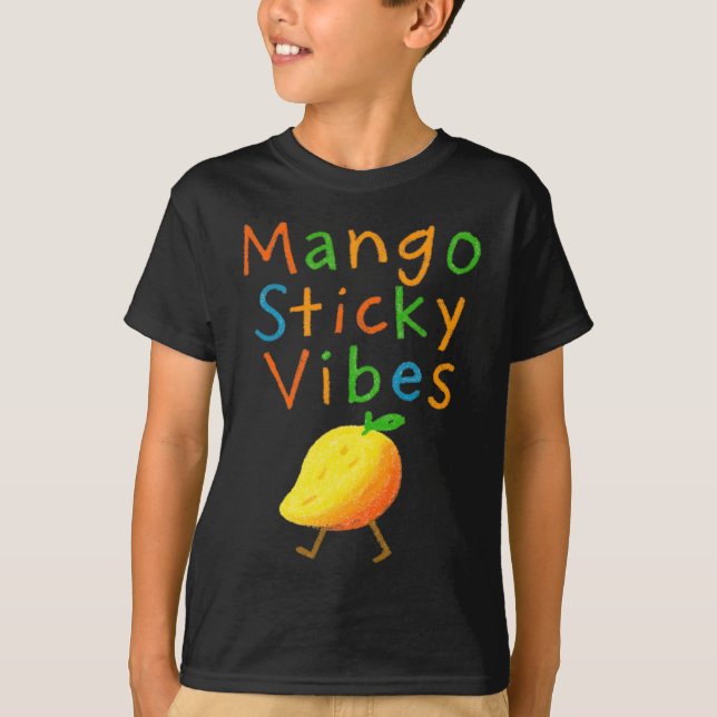 Mango Vibes Cute Fruit Character T-Shirt (Front)