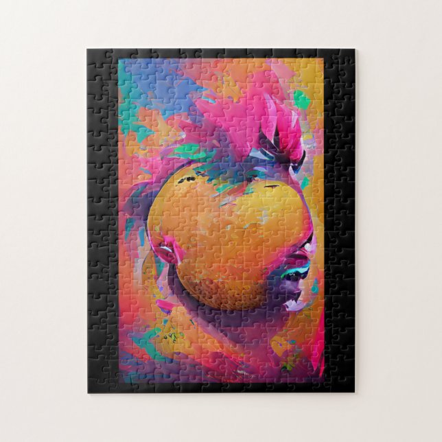 Mango vibrant colourful abstract graphic art jigsaw puzzle (Vertical)