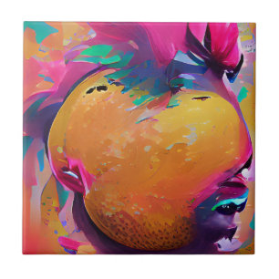 Mango vibrant colourful abstract graphic art  tile