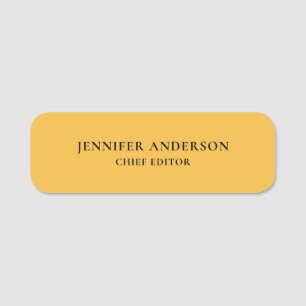Mango Yellow Professional Modern Plain Minimalist Name Tag