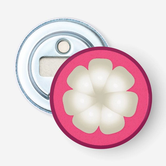 Mangosteen Stylized Exotic Fruit Slice Bottle Opener (Front)