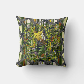 Mangrove Cuckoo/Stripes/Trellis Throw Pillow