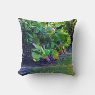 Mangrove Lagoon with Sea Grapes Throw Pillow