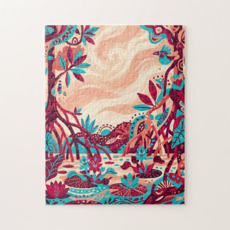 Mangrove Wetland Puzzle – Ruby & Cyan Art