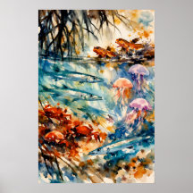 Mangrove Wildlife Watercolor Art