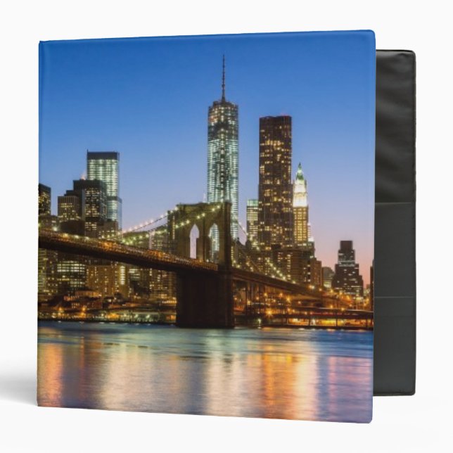 Manhattan and Brooklyn Bridge at dusk Binder (Front/Inside)