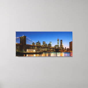 Manhattan and Brooklyn Bridge at dusk Canvas Print