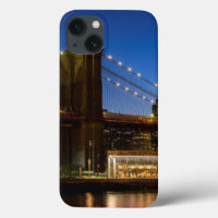 Manhattan and Brooklyn Bridge at dusk