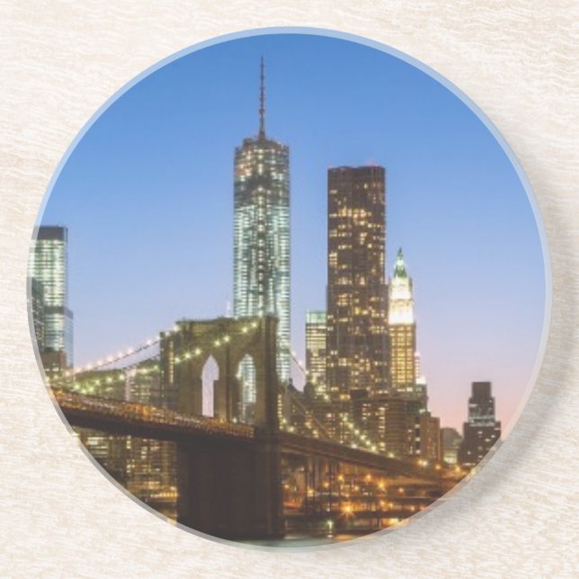Manhattan and Brooklyn Bridge at dusk Coaster (Front)