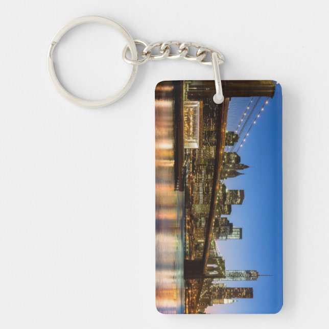 Manhattan and Brooklyn Bridge at dusk Keychain (Front)