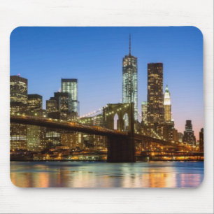 Manhattan and Brooklyn Bridge at dusk Mouse Pad