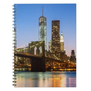 Manhattan and Brooklyn Bridge at dusk Notebook