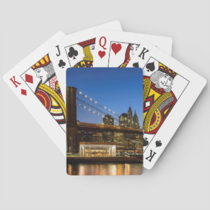 Manhattan and Brooklyn Bridge at dusk Playing Cards