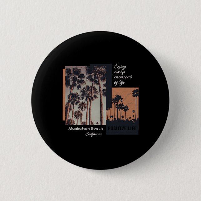 Manhattan Beach California Ca Retro  2 Inch Round Button (Front)