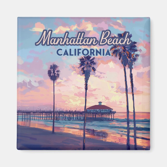 Manhattan Beach California Los Angeles Retro Magnet (Front)