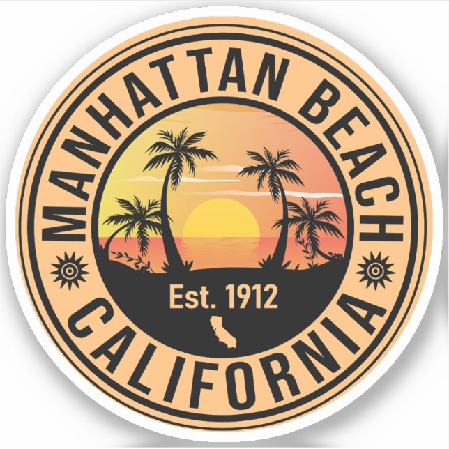 Manhattan Beach California Retro Sunset Souvenirs (Front)