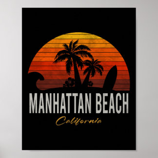 Manhattan Beach California Retro Surfer Vintage Be Poster