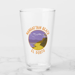 Manhattan Beach California Travel Art Vintage Glass