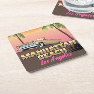 Manhattan beach Los Angeles Square Paper Coaster