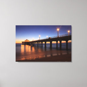 Manhattan Beach Pier at sunset, California Canvas Print