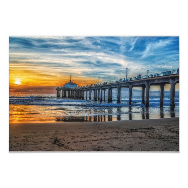 Manhattan Beach Pier At Sunset Photo Print (Front)