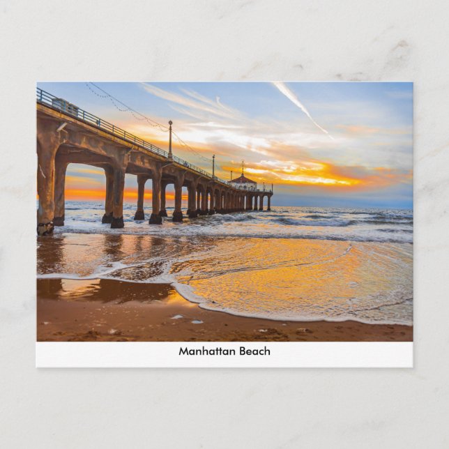 Manhattan Beach Pier At Sunset Postcard (Front)