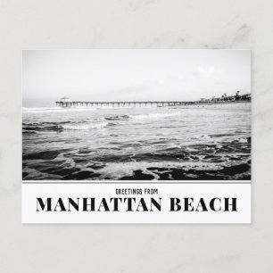 Manhattan Beach Pier, carte postale noire et blanc