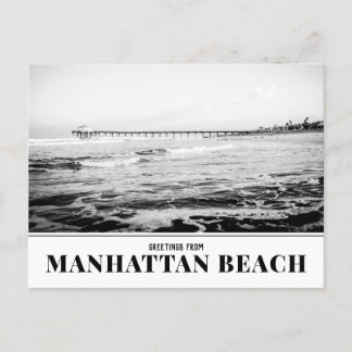 Manhattan Beach Pier, carte postale noire et blanc