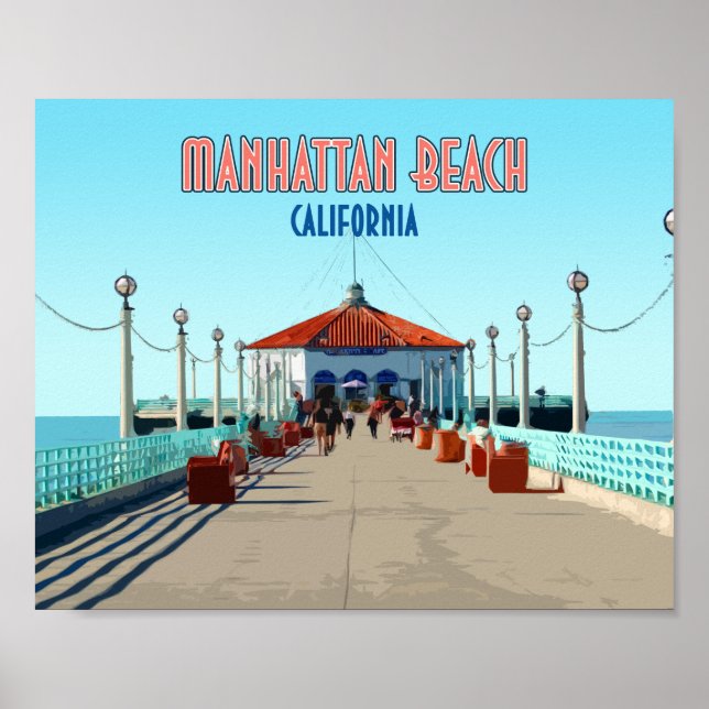 Manhattan Beach Pier Los Angeles California Poster (Front)
