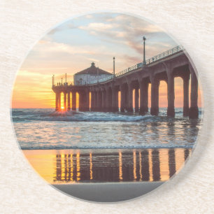 Manhattan Beach Pier Sunset Coaster