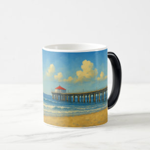 Manhattan Beach Pier with Red Roof Magic Mug
