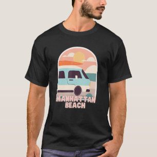Manhattan Beach Retro Pastel Colors Sun & Surfing  T-Shirt