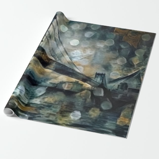 Manhattan bridge abstract wrapping paper (Unrolled)