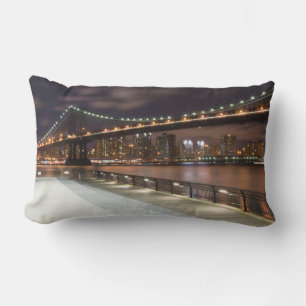Manhattan Bridge and NYC Skyline Lumbar Pillow