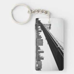 Manhattan Bridge and skyline, New York, US. Keychain