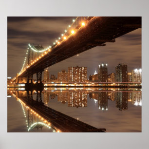 Manhattan  Bridge at Night, New York City Poster