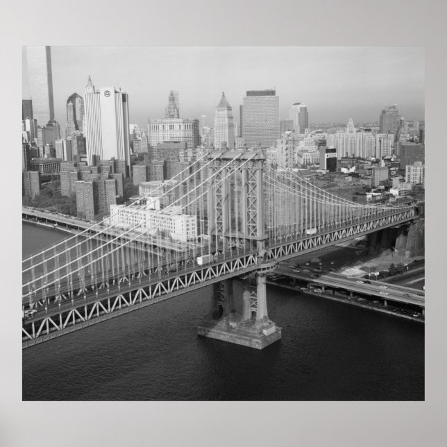 Manhattan Bridge Black and White Photograph Poster (Front)