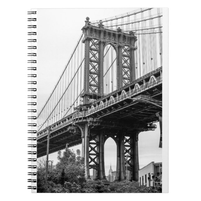 Manhattan Bridge in Black & White Notebook (Front)