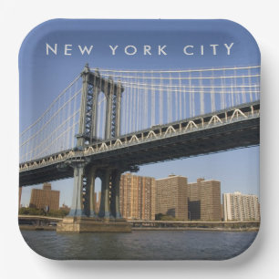 Manhattan Bridge the East River   New York City Paper Plate