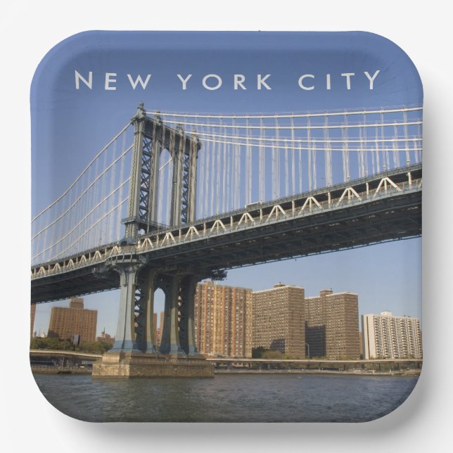 Manhattan Bridge the East River | New York City Paper Plate (Front)