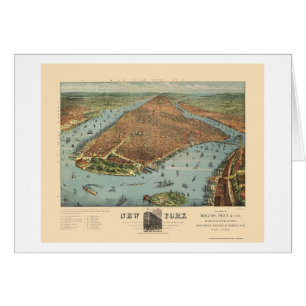 Manhattan, carte panoramique de NY - 1879
