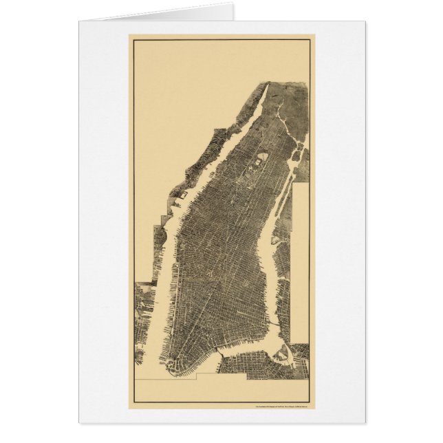 Manhattan, carte panoramique de NY - 1900 (Devant)