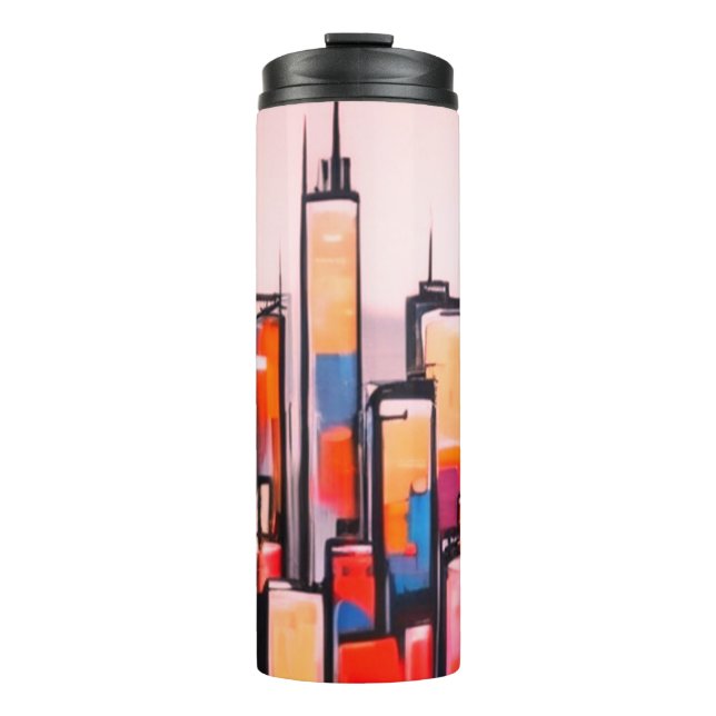 Manhattan city night oil paint thermal tumblers (Front)